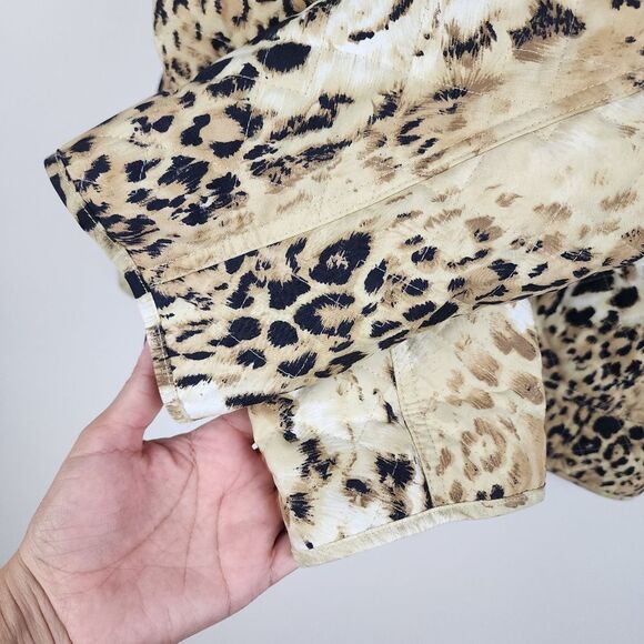 Dana Buchman Quilted Jacket Animal Print Leopard Lightweight Blazer Size M - Picture 10 of 16
